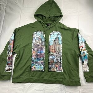 Who Decides War Politics As Usual Stained Glass Hoodie Green 3XL Mens